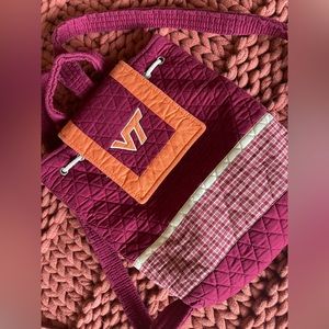 Handmade Vintage Virginia Tech Hokies Backpack Quilted Plus Extra Drawstring Bag